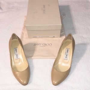 Jimmy Choo Irena Kid Leather Heels -Nude